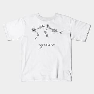 Aquarius Zodiac Wildflower Constellation Kids T-Shirt